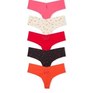 NWT Pink Victoria's Secret No Show Thong Set of 5 XXL